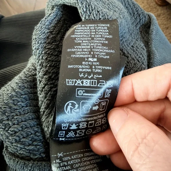 SOLD**G-Star RAW Hooded Sweatshirt Dress NWT Overdyed Black Terry Size L - Picture 8 of 9